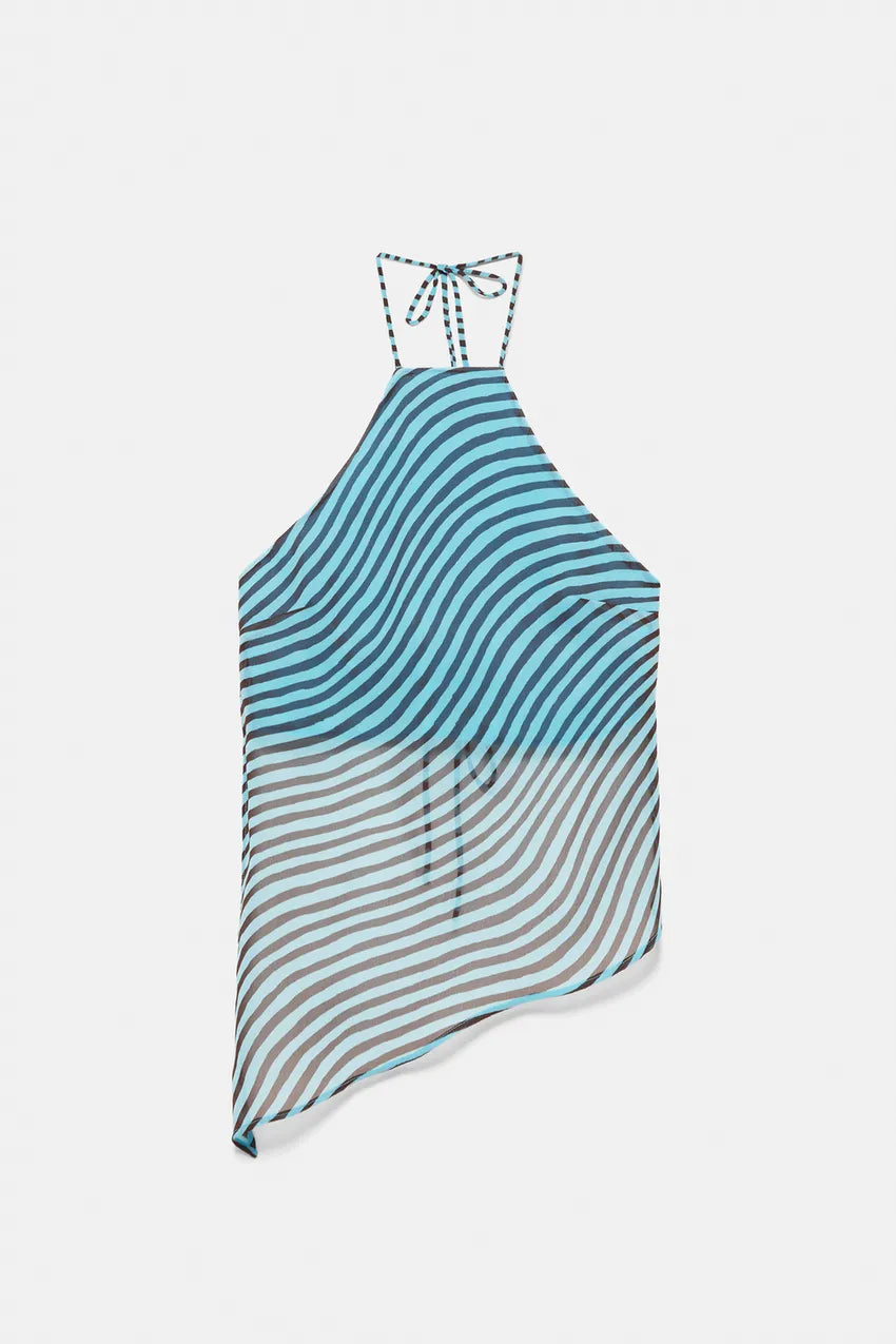 Halter Top with Wavy Trim