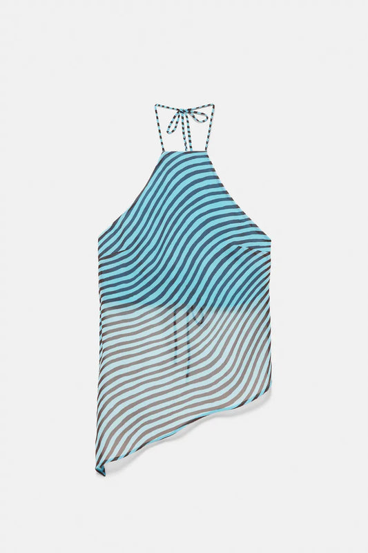 Halter Top with Wavy Trim