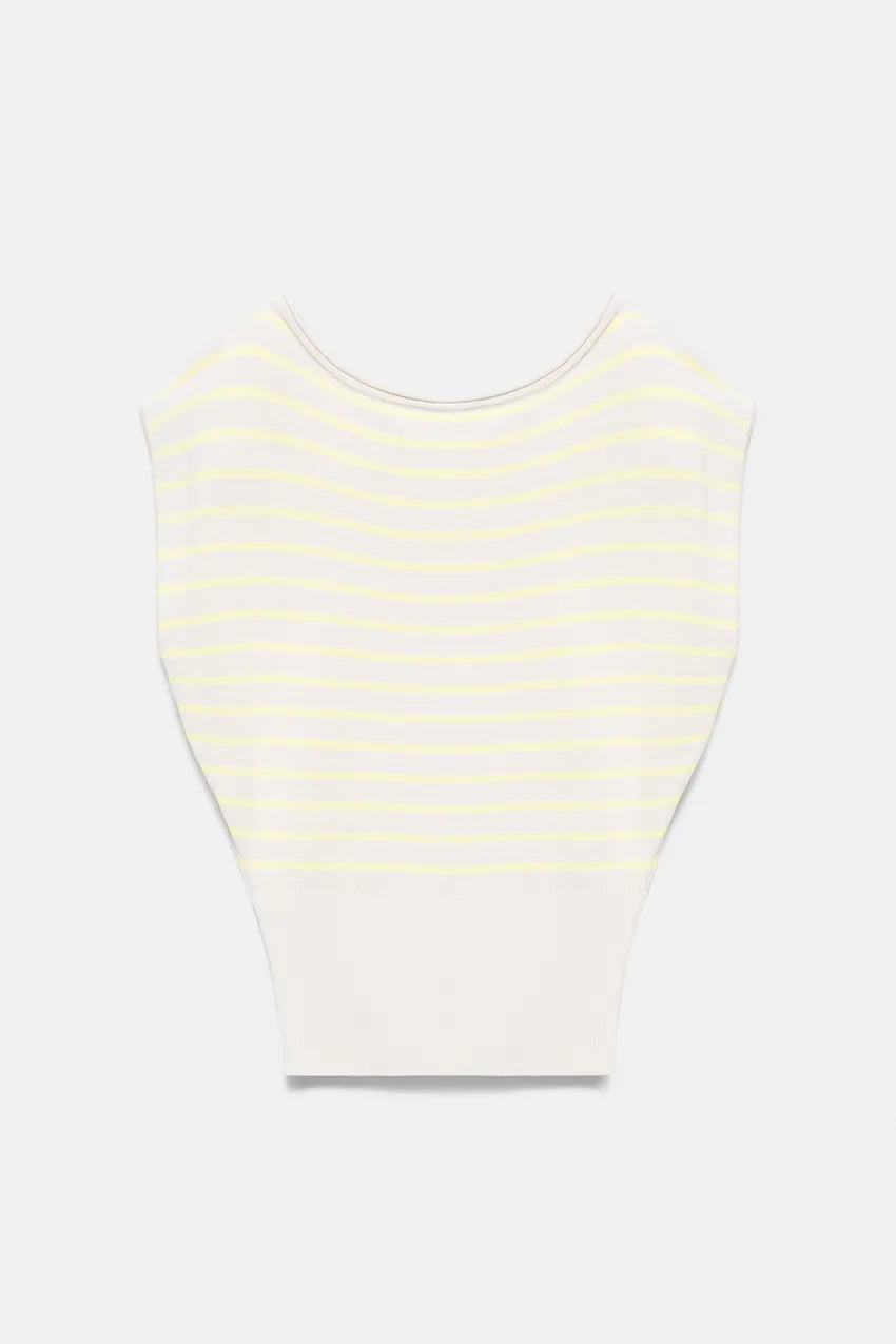 Asymmetrical Short Sleeve Knit Top