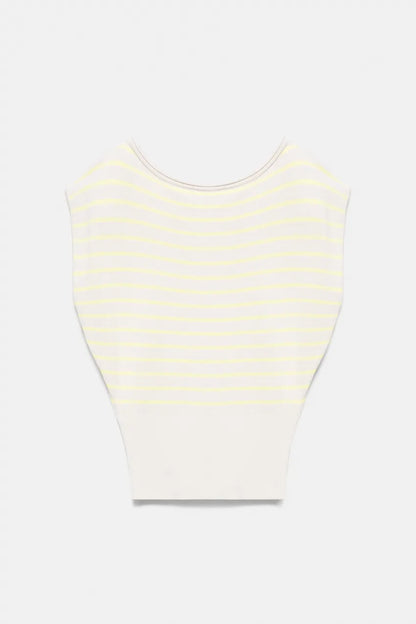 Asymmetrical Short Sleeve Knit Top