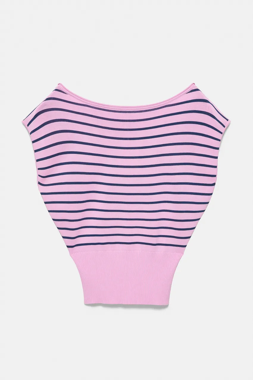Asymmetrical Short Sleeve Knit Top