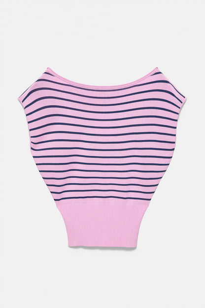 Asymmetrical Short Sleeve Knit Top